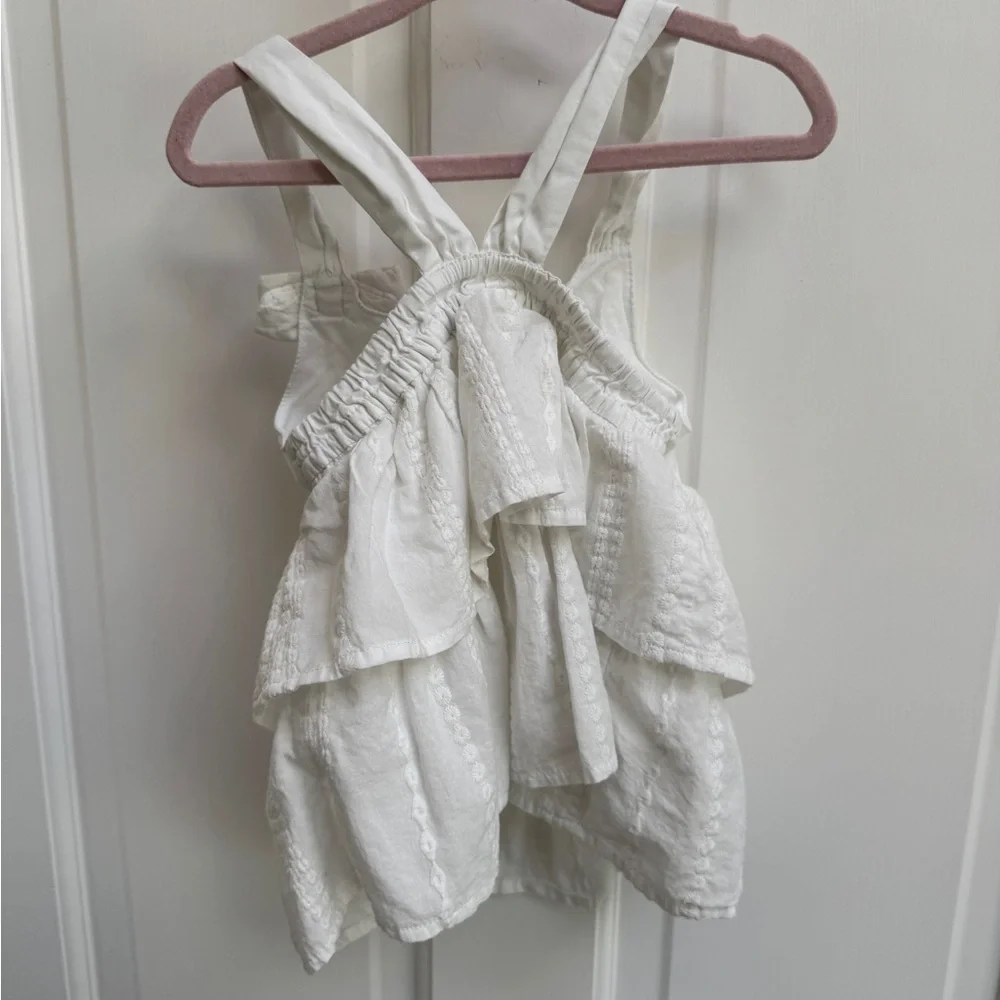 Gymboree 3T Girls White Sleeveless Ruffled Layer Blouse Shirt Top
